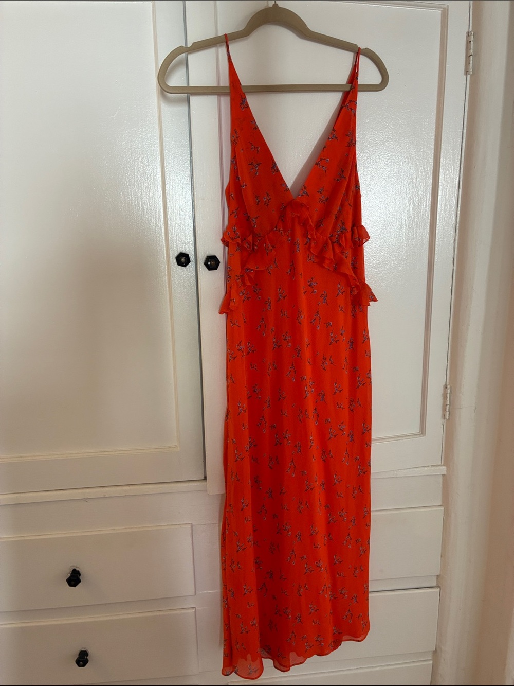 Orange Floral V-Neck Maxi Dress - Women